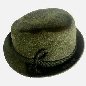 VTG‎ Morley Hat Green  Felt Fedora  Rope Trim German Austria Oktoberfest